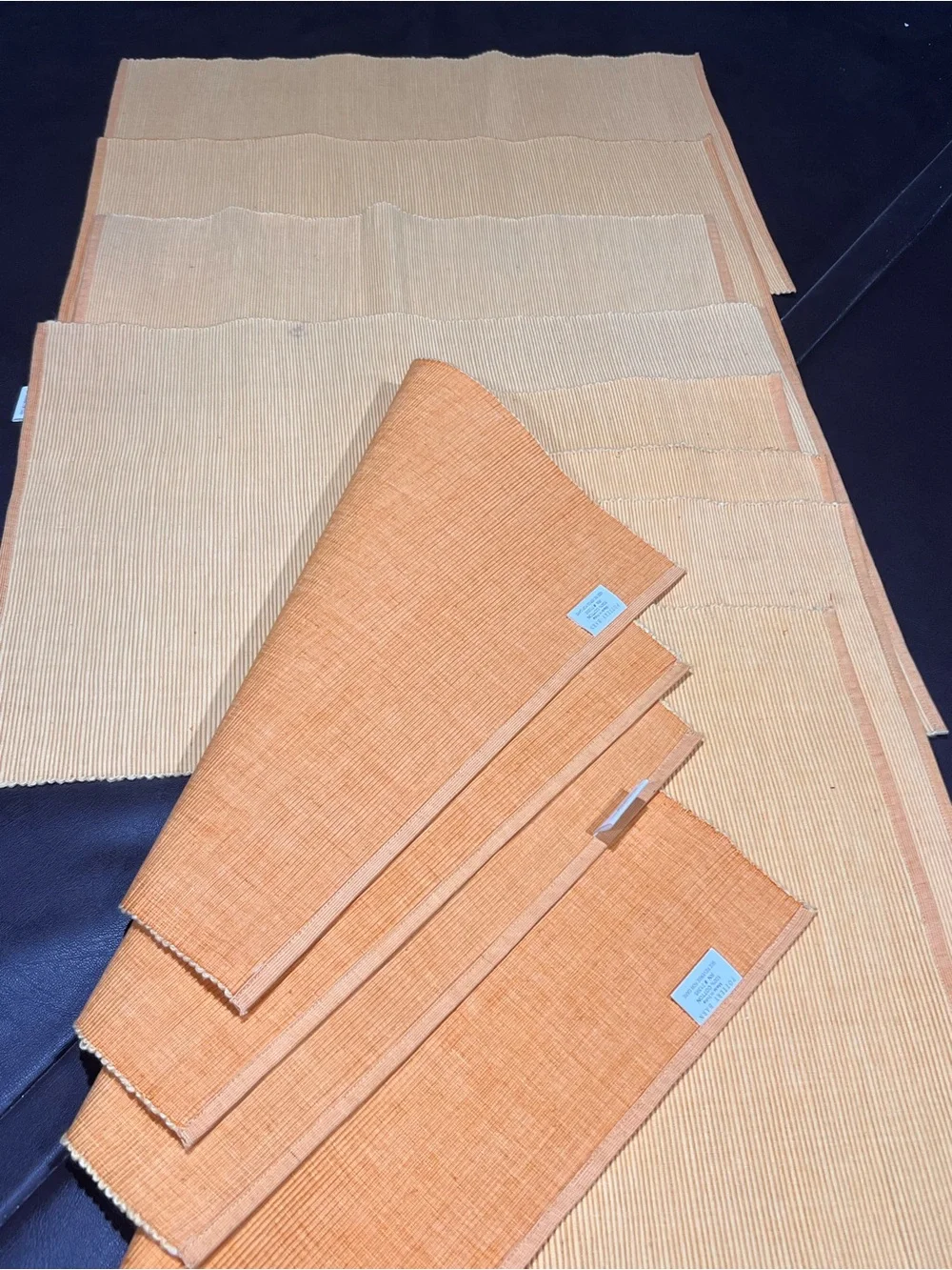Pottery Barn 100% Cotton Ribbed Reversible Rectangular Placemats 8 orange